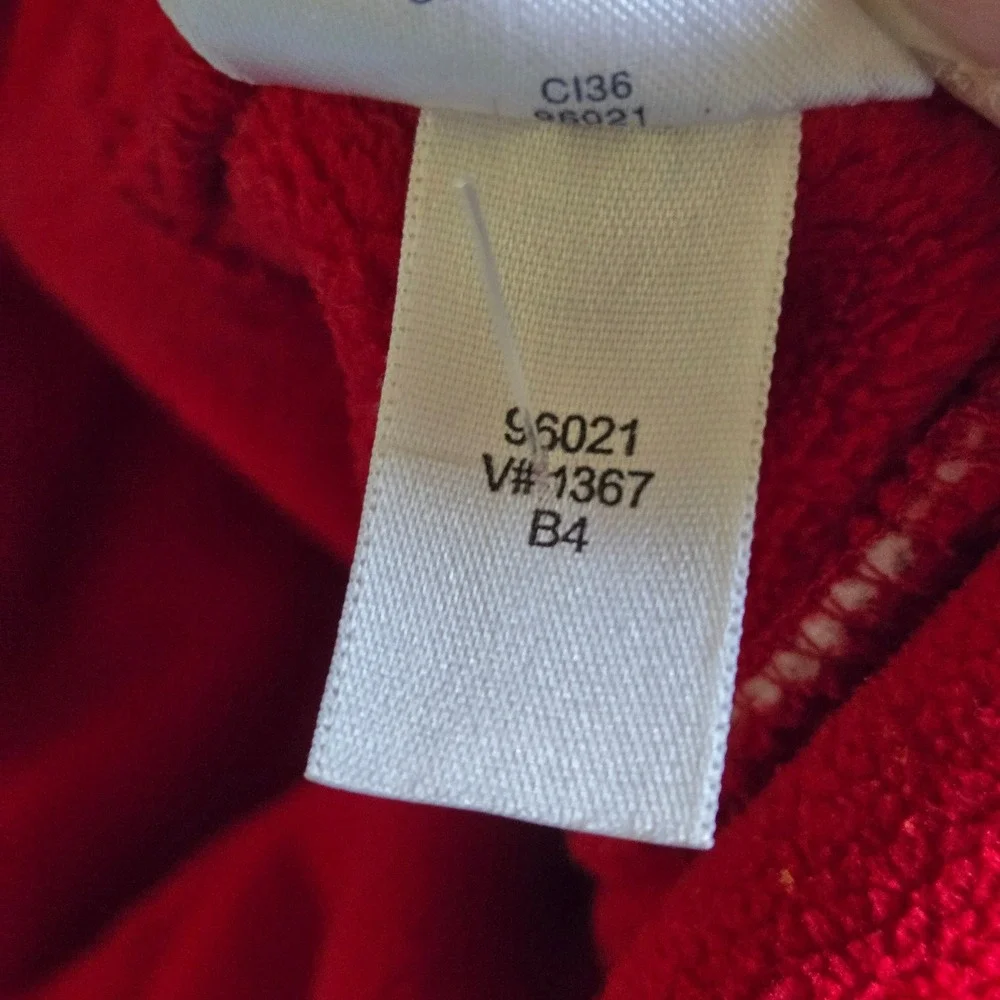 Lands End Red Fleece Bucket Hat Womens SM Winter Cloche Soft Warm Hat